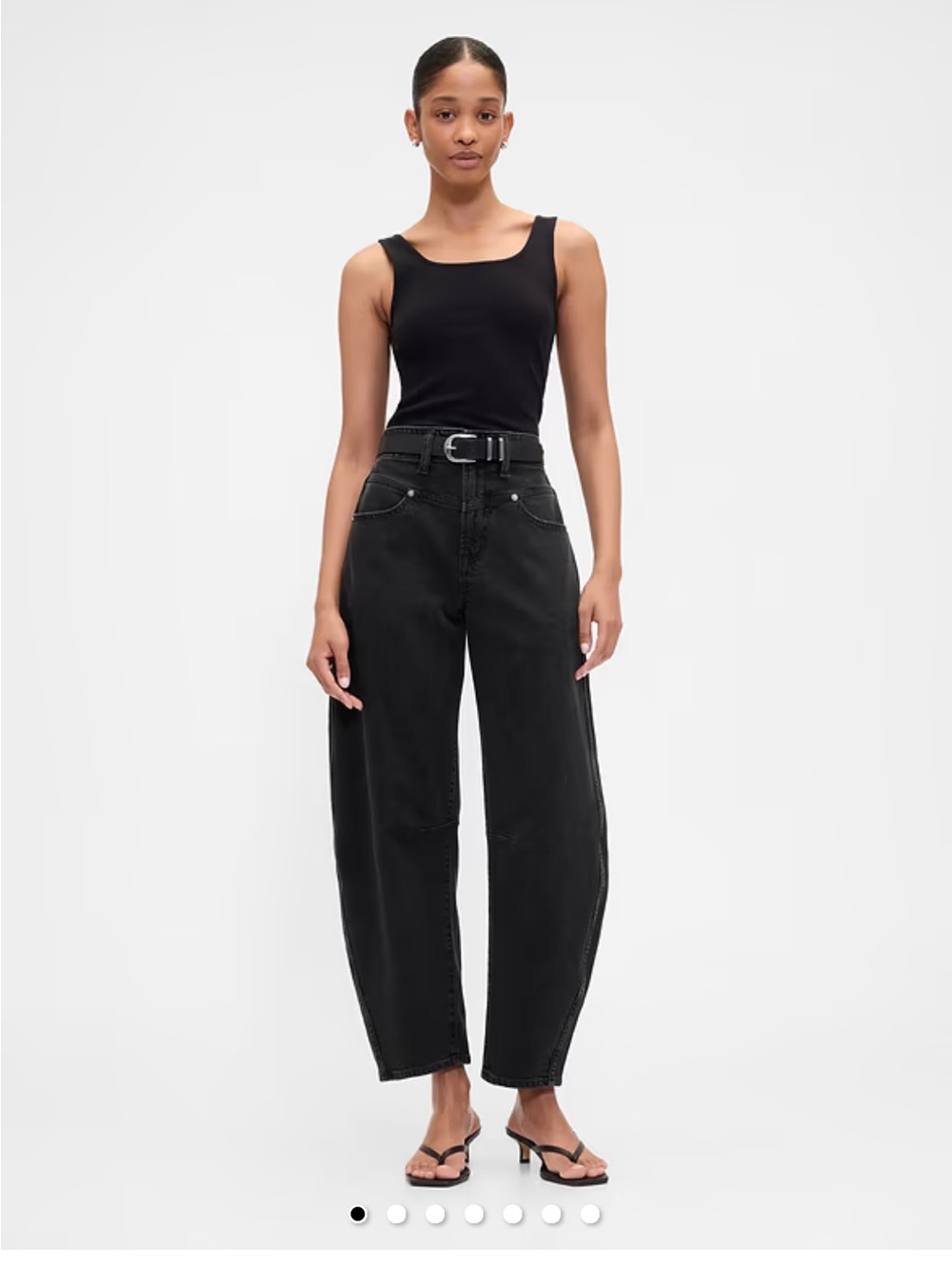Gap high-rise barrel leg black jeans